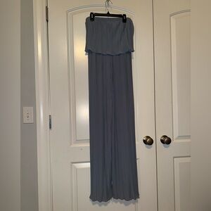 Chic Blue Strapless Jumpsuit